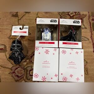 Hallmark Star Wars R2-D2 and Darth Vader Ornaments - Blue, Black, Red